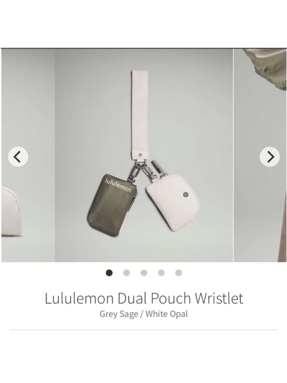 Lululemon Dual Pouch Wristlet Grey Sage/White Opal O/S W9EWOS
